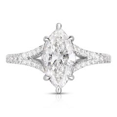 1.73 Carat GIA Certified Marquise Center Engagement Ring Split Shank in Platinum