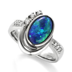 1.73 Carat Natural Australian Lightning Ridge Black Opal Ring Made in Platinum