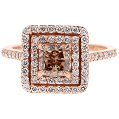 1.73 Carat Natural Fancy Brown Diamond Engagement Ring 14 Karat Rose Gold