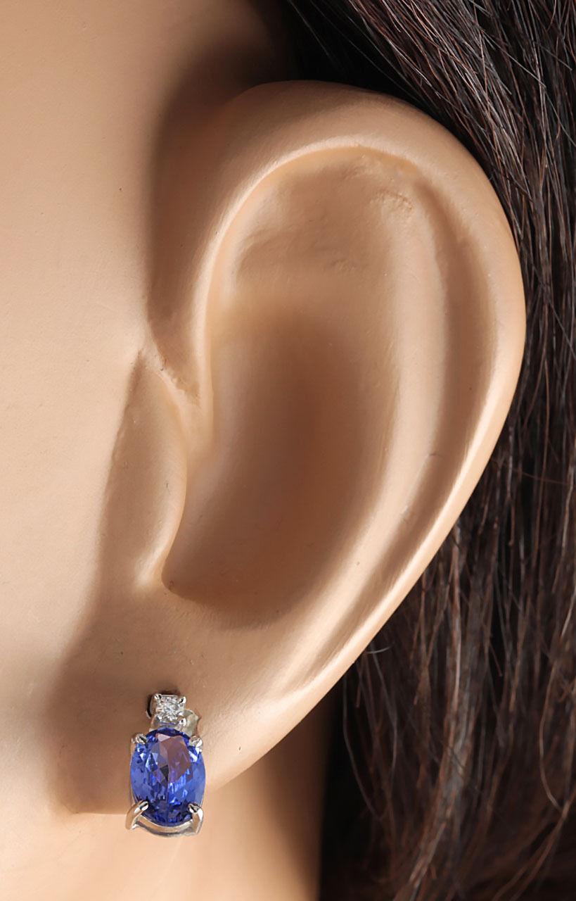 Tansanit-Diamant-Ohrringe aus 14 Karat Weißgold (Ovalschliff) im Angebot