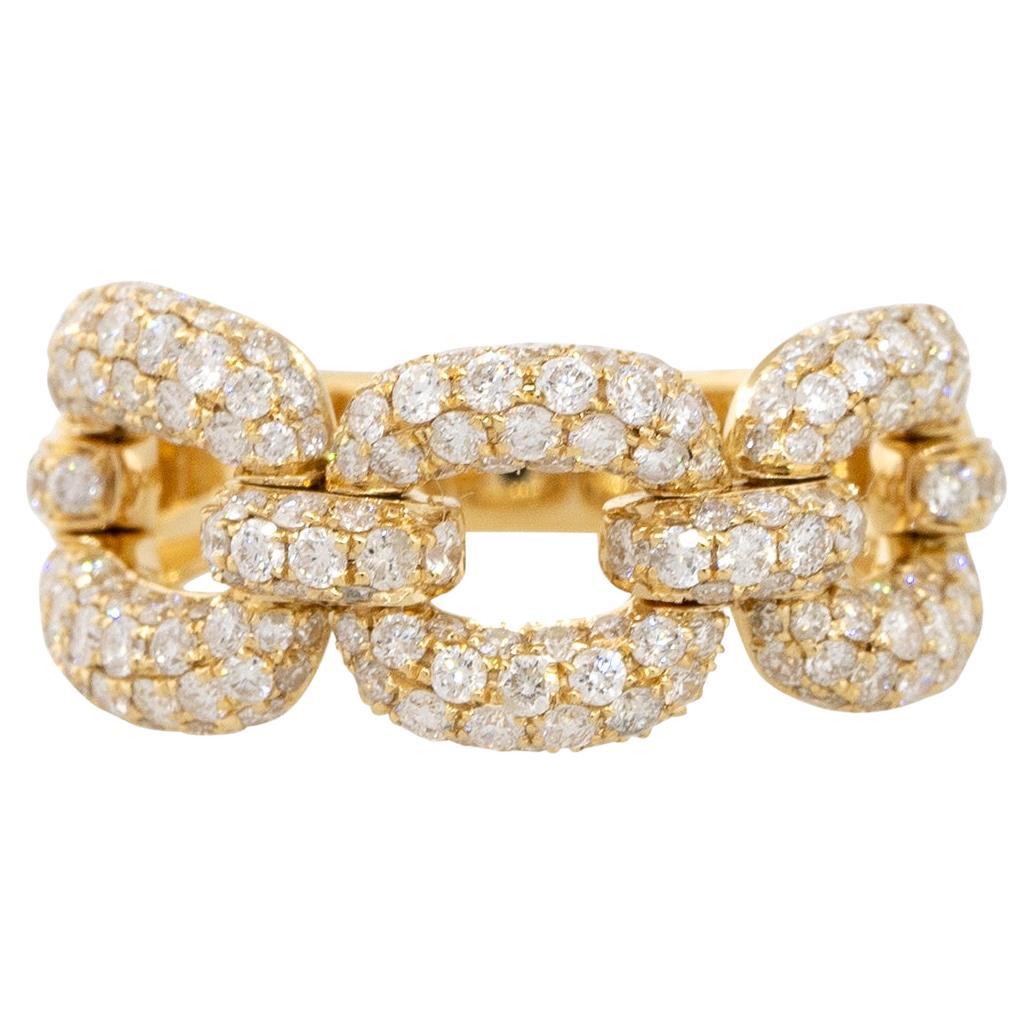 1.73 Carat Pave Diamond Open Link Flexible Ring 18 Karat in Stock For Sale