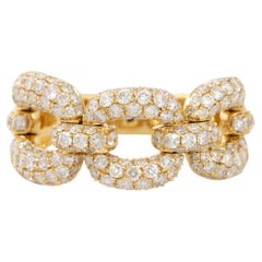 1.73 Carat Pave Diamond Open Link Flexible Ring 18 Karat in Stock