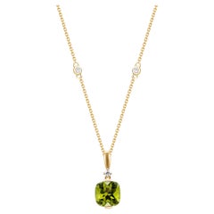 Gin & Grace Cushion-Cut Peridot Diamond Accents 10K Yellow Gold Classic Pendant