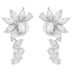 1.73 Karat SI/H Marquise Birnenschliff Smaragdschliff Diamant-Ohrringe 14 Karat Weißgold