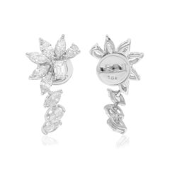 1.73 Carat SI/H Marquise Pear Emerald Cut Diamond Earrings 18 Karat White Gold