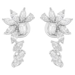 Pendientes de diamantes talla esmeralda pera marquesa SI/H de 1,73 quilates y oro blanco de 18 quilates