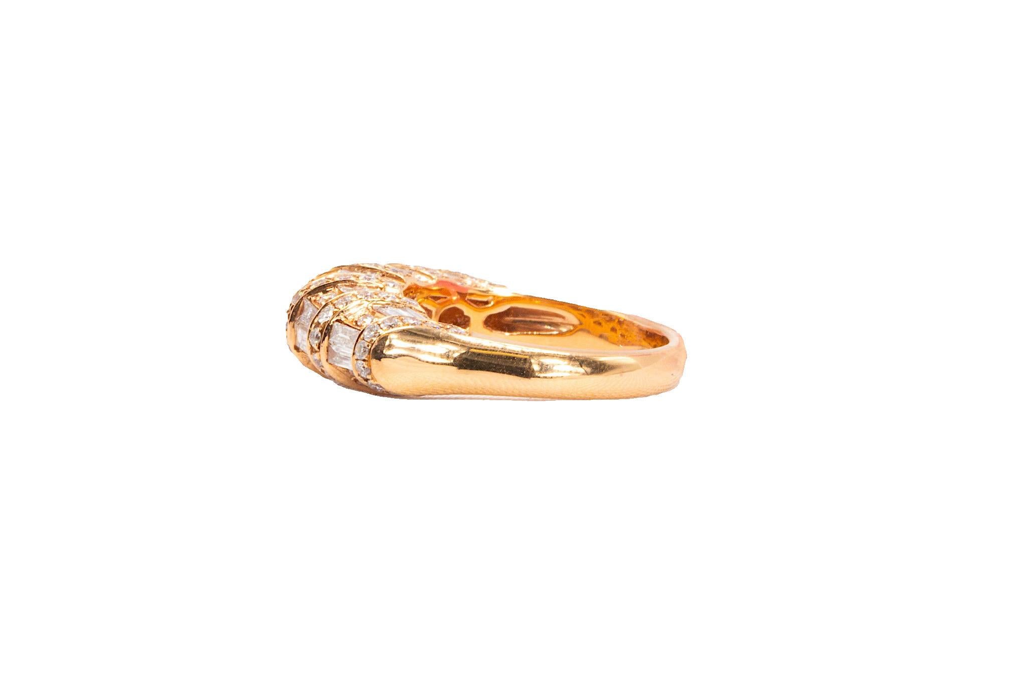 Art Deco 1.73 Carat Total Mixed-Cut Diamond Band in 18k Rose Gold For Sale