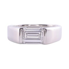 1.73 Carat VVS2 Emerald Cut Diamond Platinum Ring