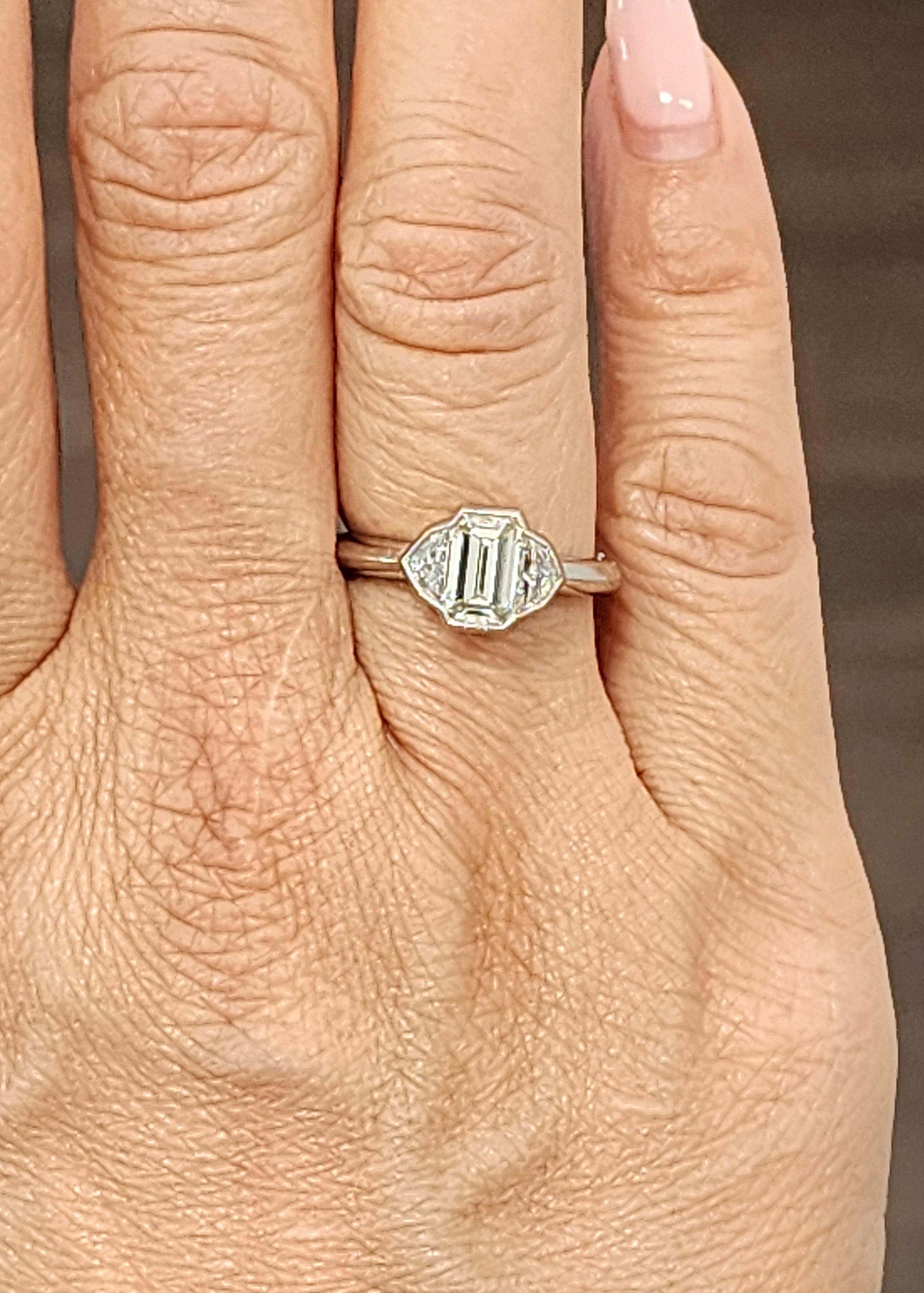 1.73 ct GIA Certified Emerald Cut Diamond Ring In New Condition For Sale In Chicago, IL
