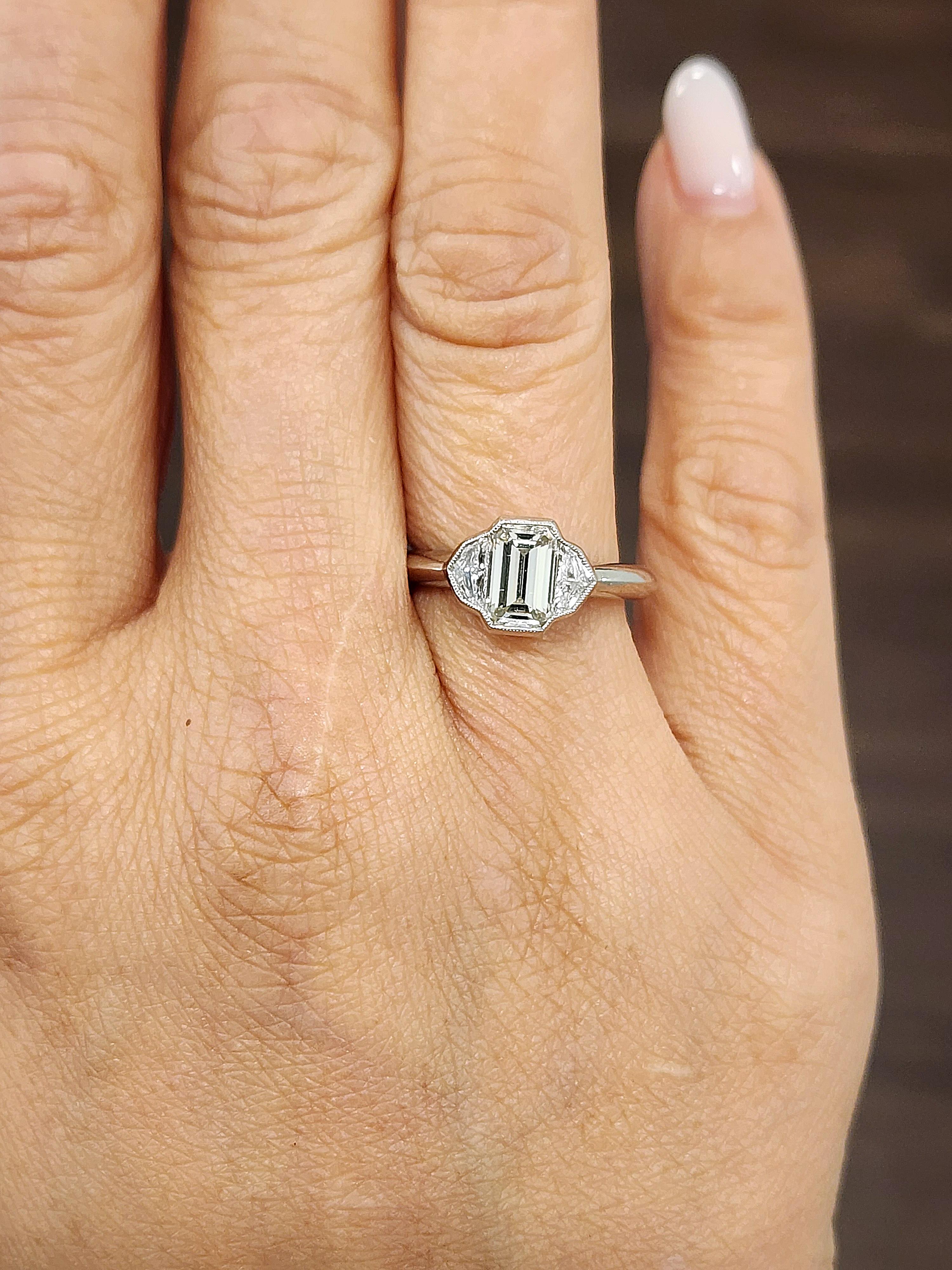 Emerald Cut Elegant GIA-Certified 1.73 Carat Emerald-Cut Diamond Ring For Sale