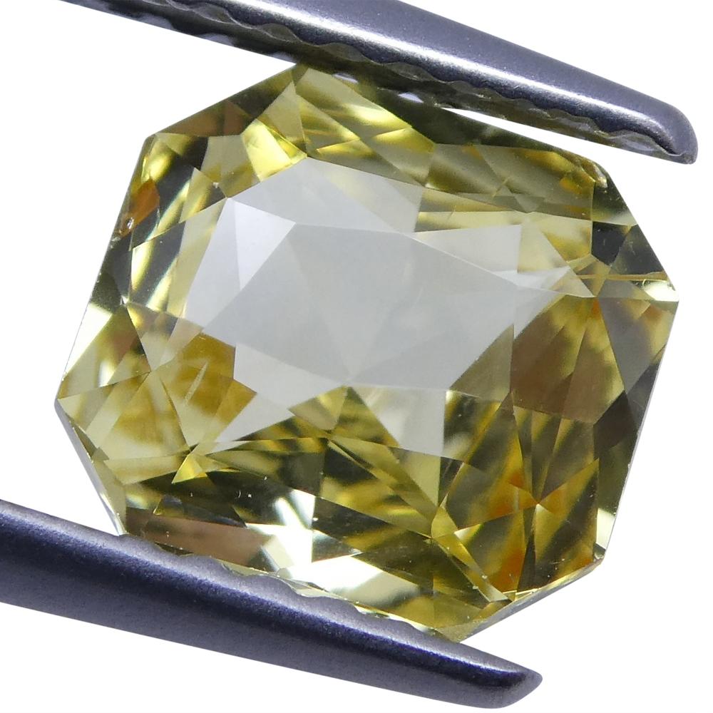 Description:

One Loose Yellow Sapphire
Report Number: 1196944957
Weight: 1.73 cts
Measurements: 7.32x6.63x3.85 mm
Shape: Octagonal
Cutting Style Crown: Modified Brilliant Cut
Cutting Style Pavilion: Modified Brilliant Cut
Transparency:
