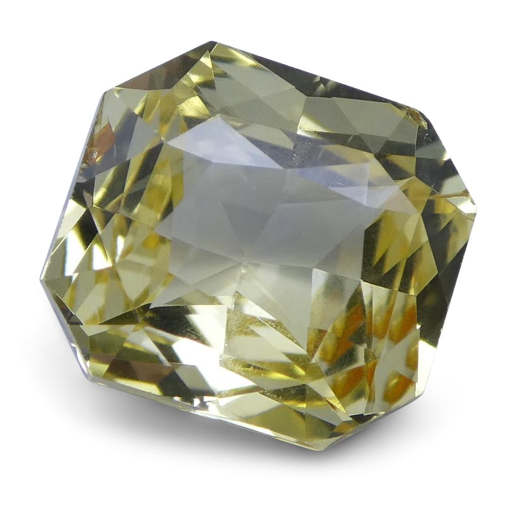 Women's or Men's 1.73 ct Yellow Sapphire Octagonal GIA Certified Unheated, Sri Lanka For Sale