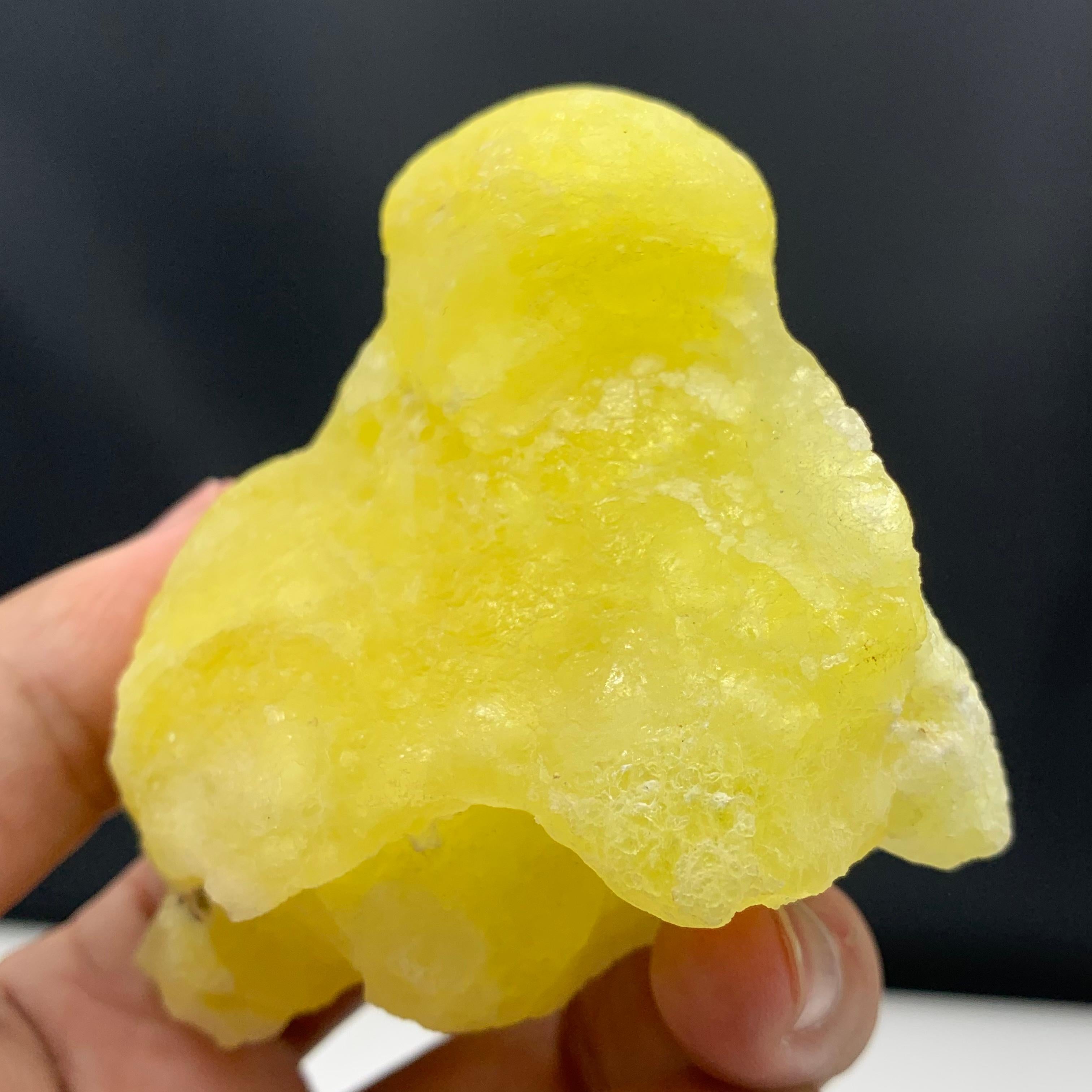 173 Gram Adorable Lemon Yellow Brucite In Botryoidal Rounded Habit From Pakistan For Sale 2