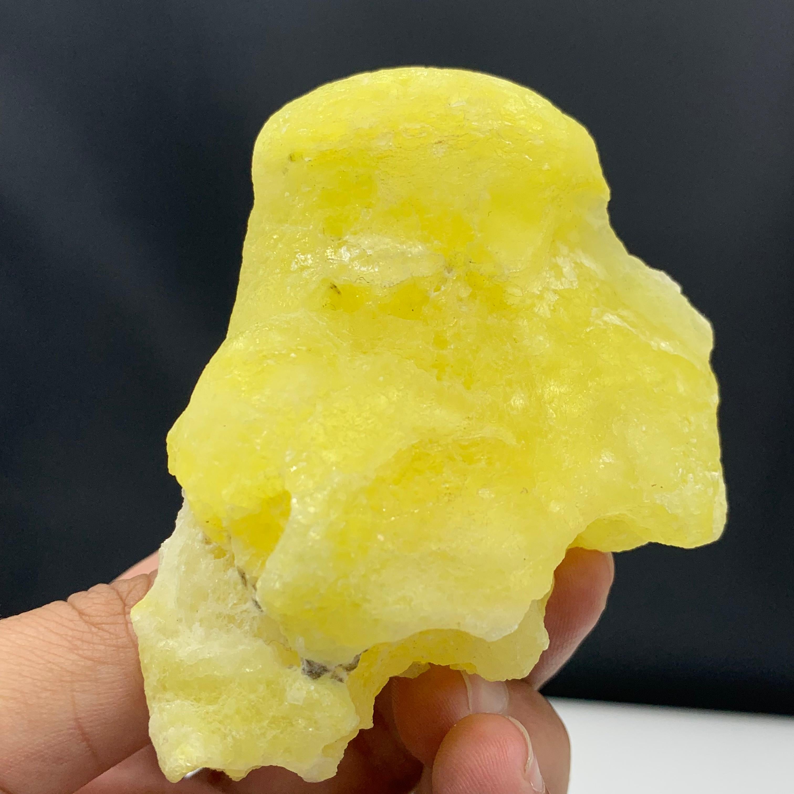 173 Gram Adorable Lemon Yellow Brucite In Botryoidal Rounded Habit From Pakistan For Sale 4