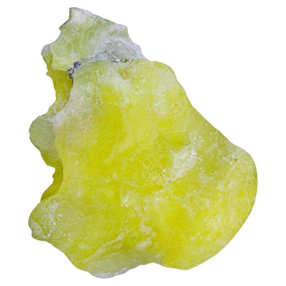 173 grammes de brocite jaune citron orné d'un halo arrondi en forme de poisson Botryoidal du Pakistan