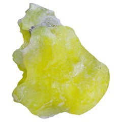 173 grammes de brocite jaune citron orné d'un halo arrondi en forme de poisson Botryoidal du Pakistan