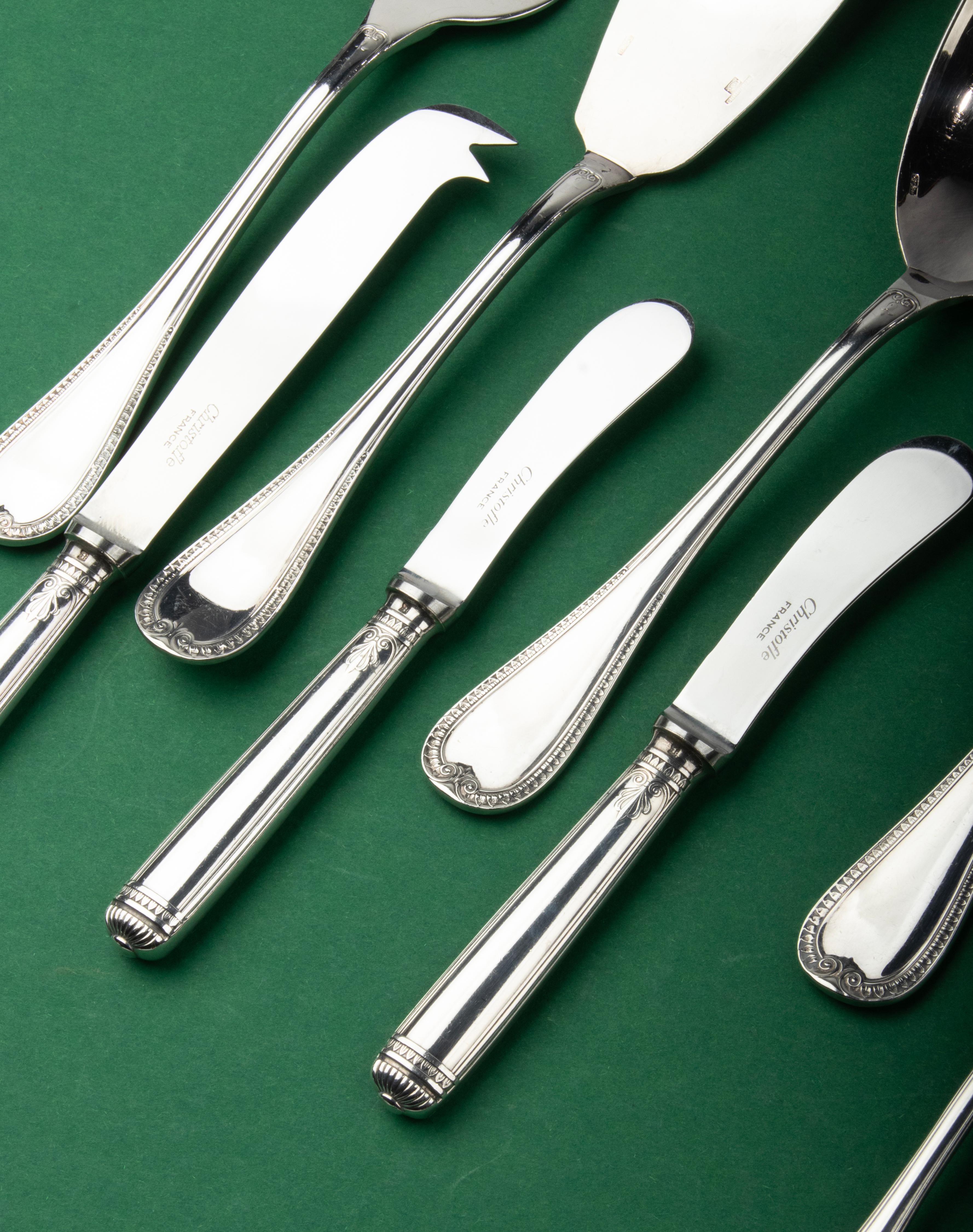 173-Piece Set Silver Plated Tableware - Christofle - Malmaison - Complete   11