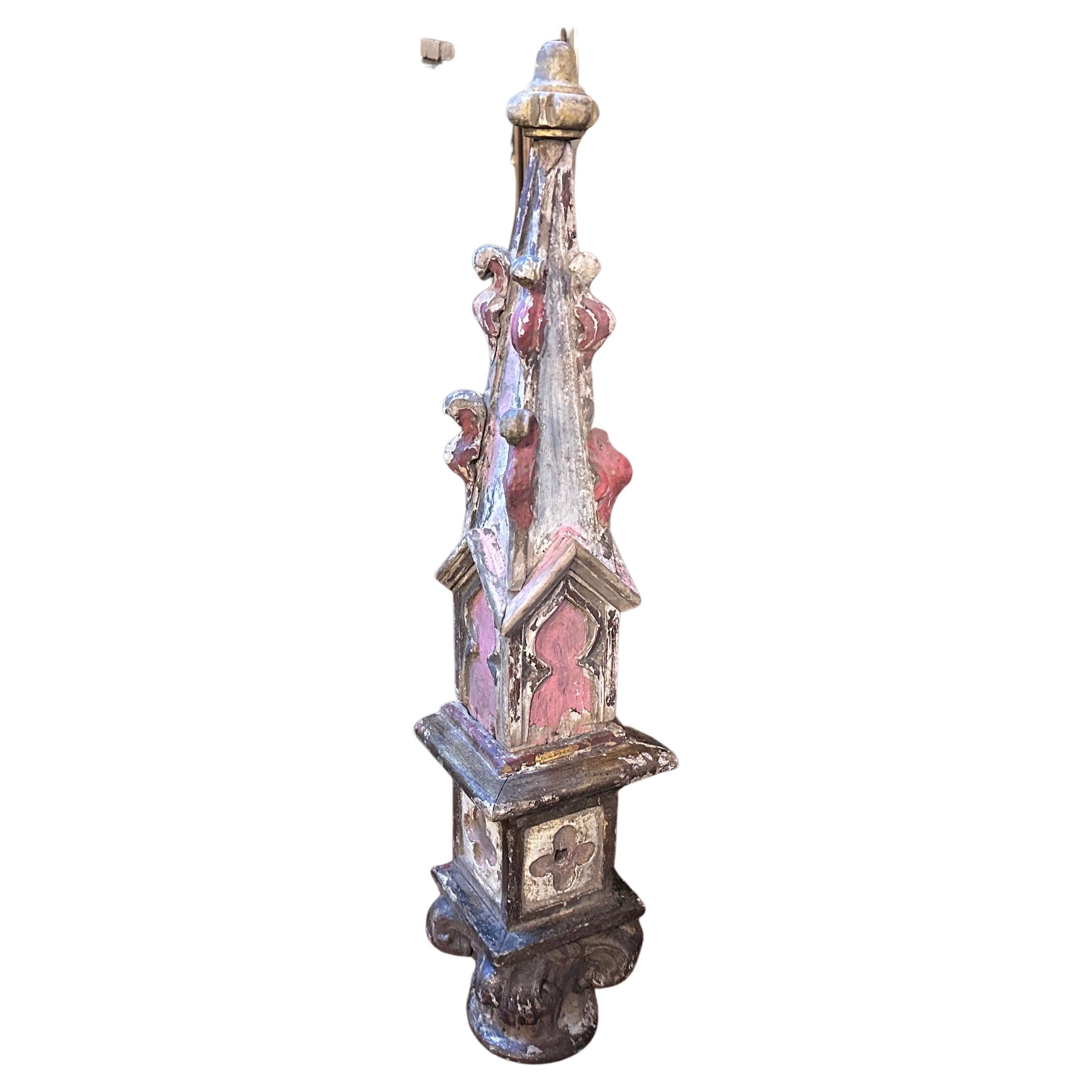 This Sicilian fragment sculpture of an obelisk it's an exquisite piece of art, combining the aesthetics of the Louis XV period with Sicilian craftsmanship and influences. The Louis XV style, named after the French king who reigned from 1715 to 1774,