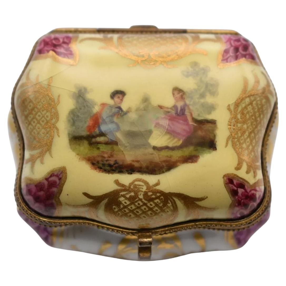 1732 - 1773 Antiguo joyero de baratijas pintado a mano de Meissen