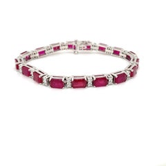 17.32 Carat Emerald Cut Ruby & Diamond Bracelet