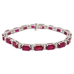 17.32 Carat Emerald Cut Ruby & Diamond Bracelet