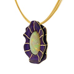 17.32 Carat Opal in Floral Purple Zirconium Pendant by Zoltan David