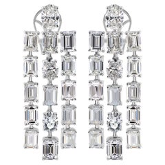 Natural Diamond Multi-Cut Chandelier Earrings 17.33 Carats in 18K White Gold