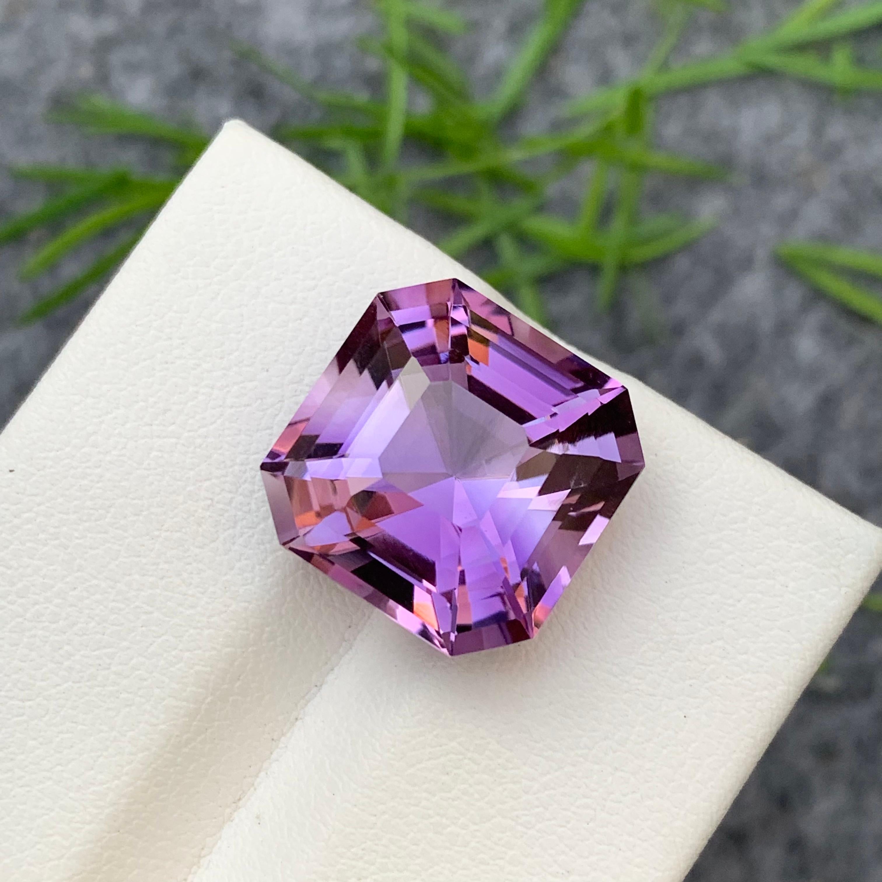 17.35 Carat Natural Loose Purple Amethyst Asscher Cut for Jewelry Making 2