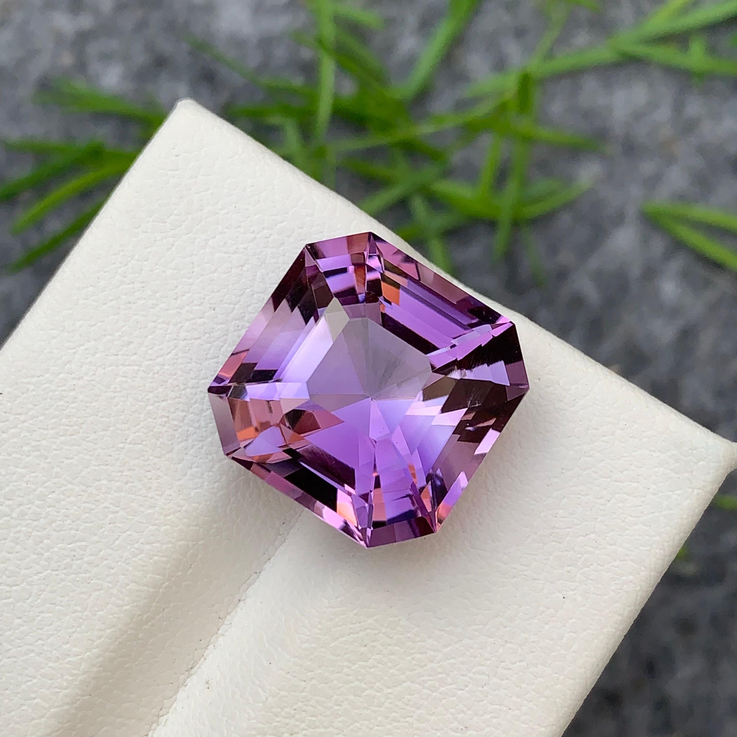 17.35 Carat Natural Loose Purple Amethyst Asscher Cut for Jewelry Making 3