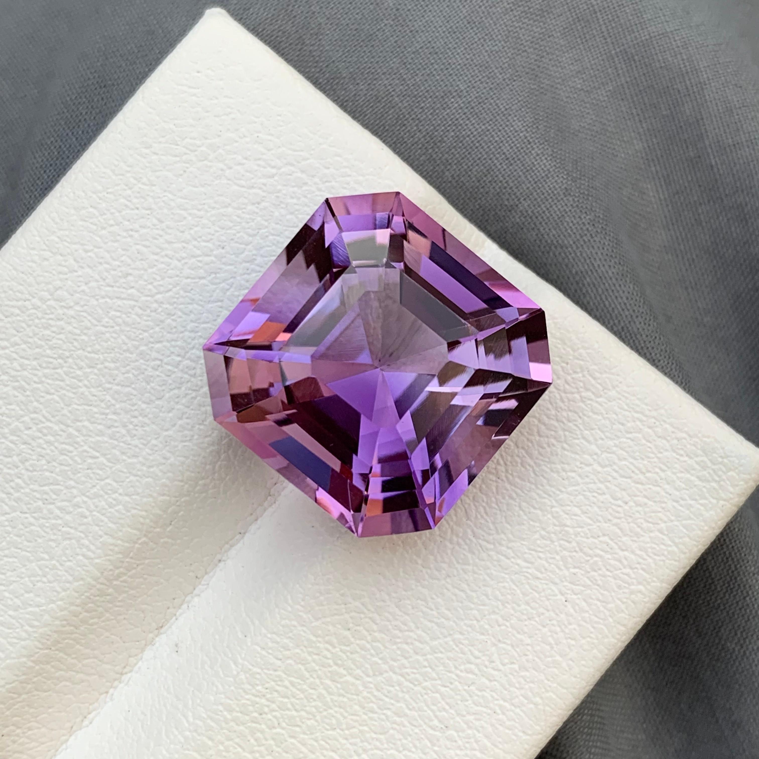 Faceted Amethyst 
Weight: 17.35 Carats 
Dimension: 16x16x11.8 Mm
Origin: Brazil 
Color: Purple 
Shape: Asscher 
Treatment; Non
Certficate: On Customer Demand 
.
Amethyst, with its regal purple hue, is a gemstone of enchantment and spiritual
