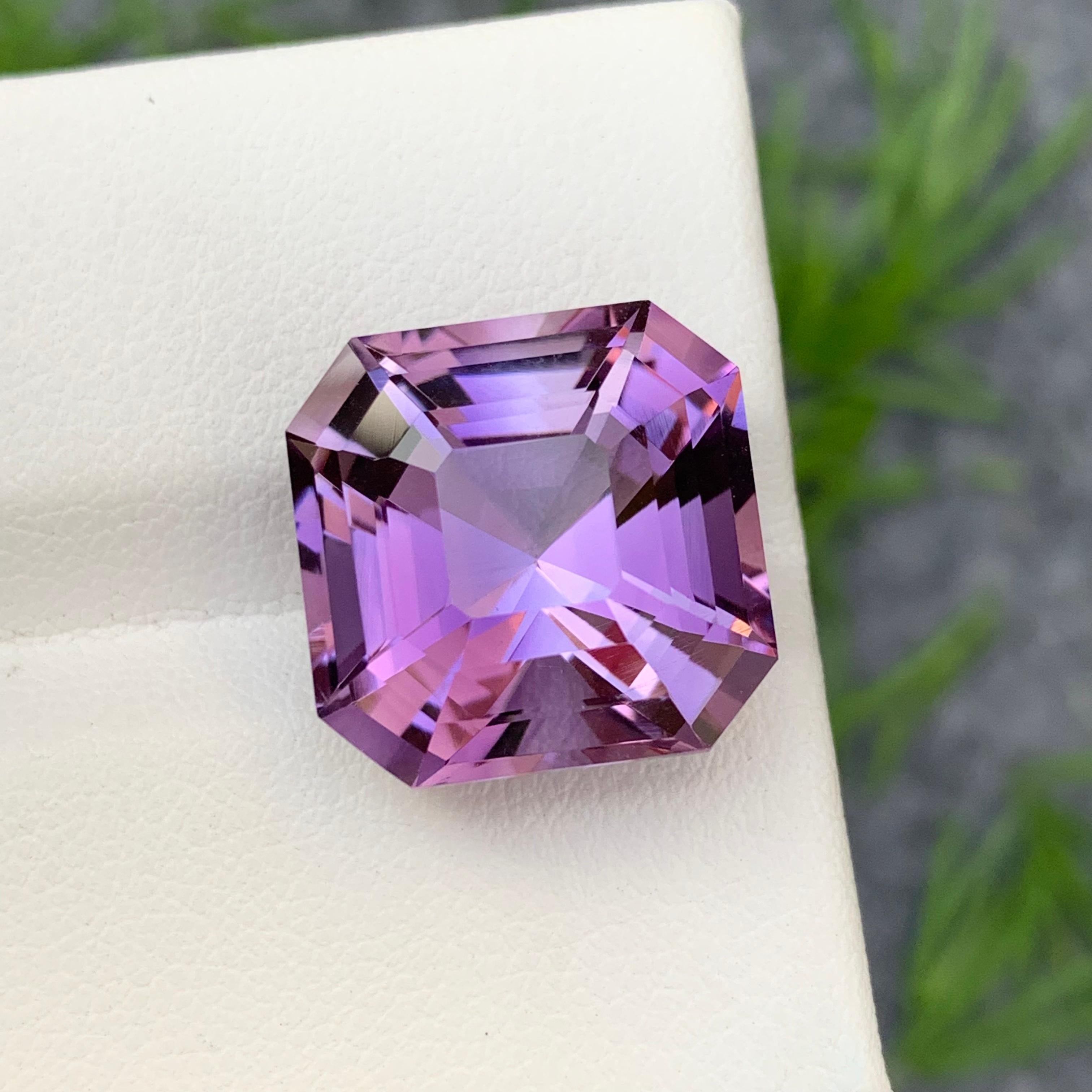 Arts and Crafts 17.35 Carat Natural Loose Purple Amethyst Asscher Cut for Jewelry Making