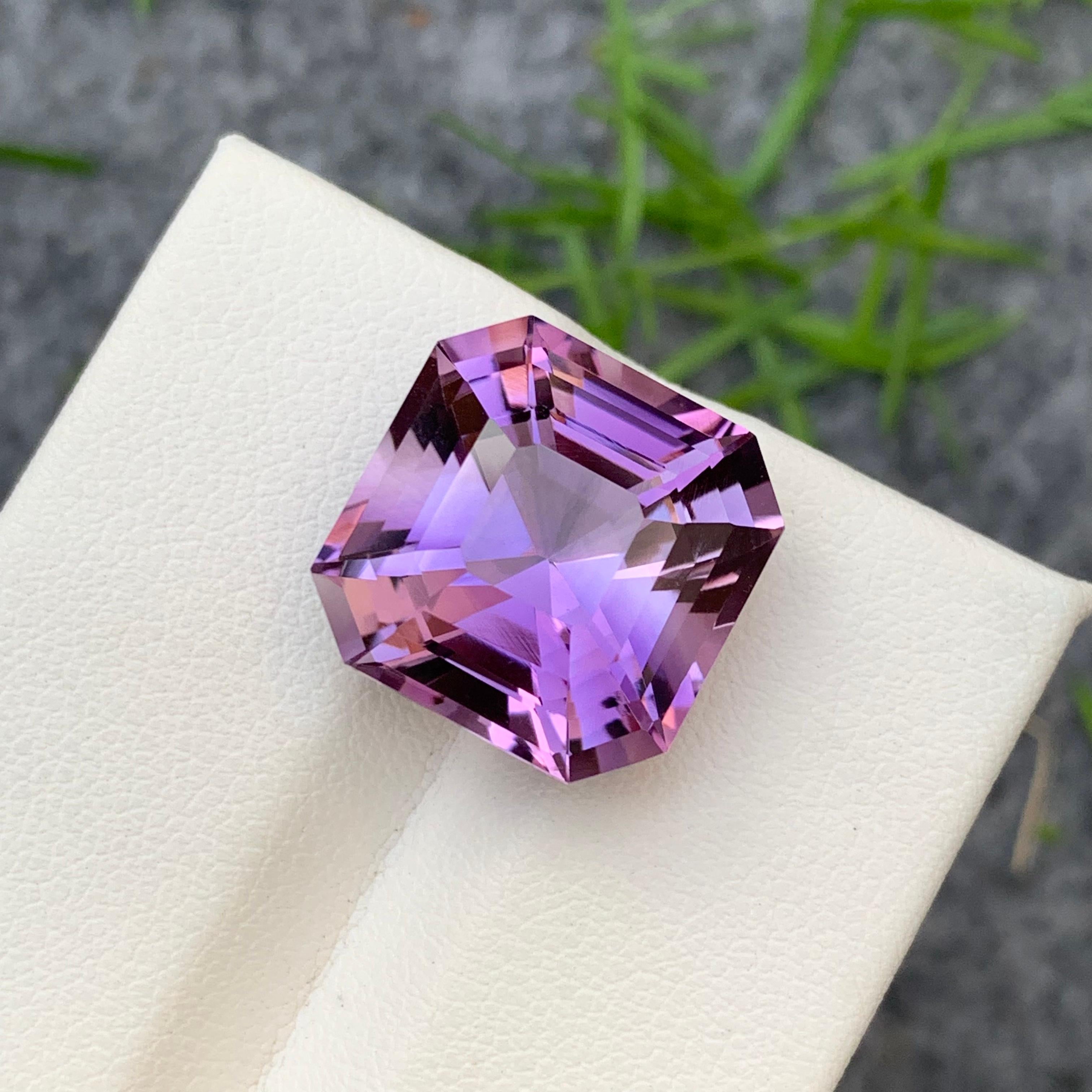 Women's or Men's 17.35 Carat Natural Loose Purple Amethyst Asscher Cut for Jewelry Making
