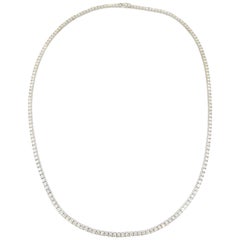 17.45 Carat Round Diamond White Gold Tennis Necklace