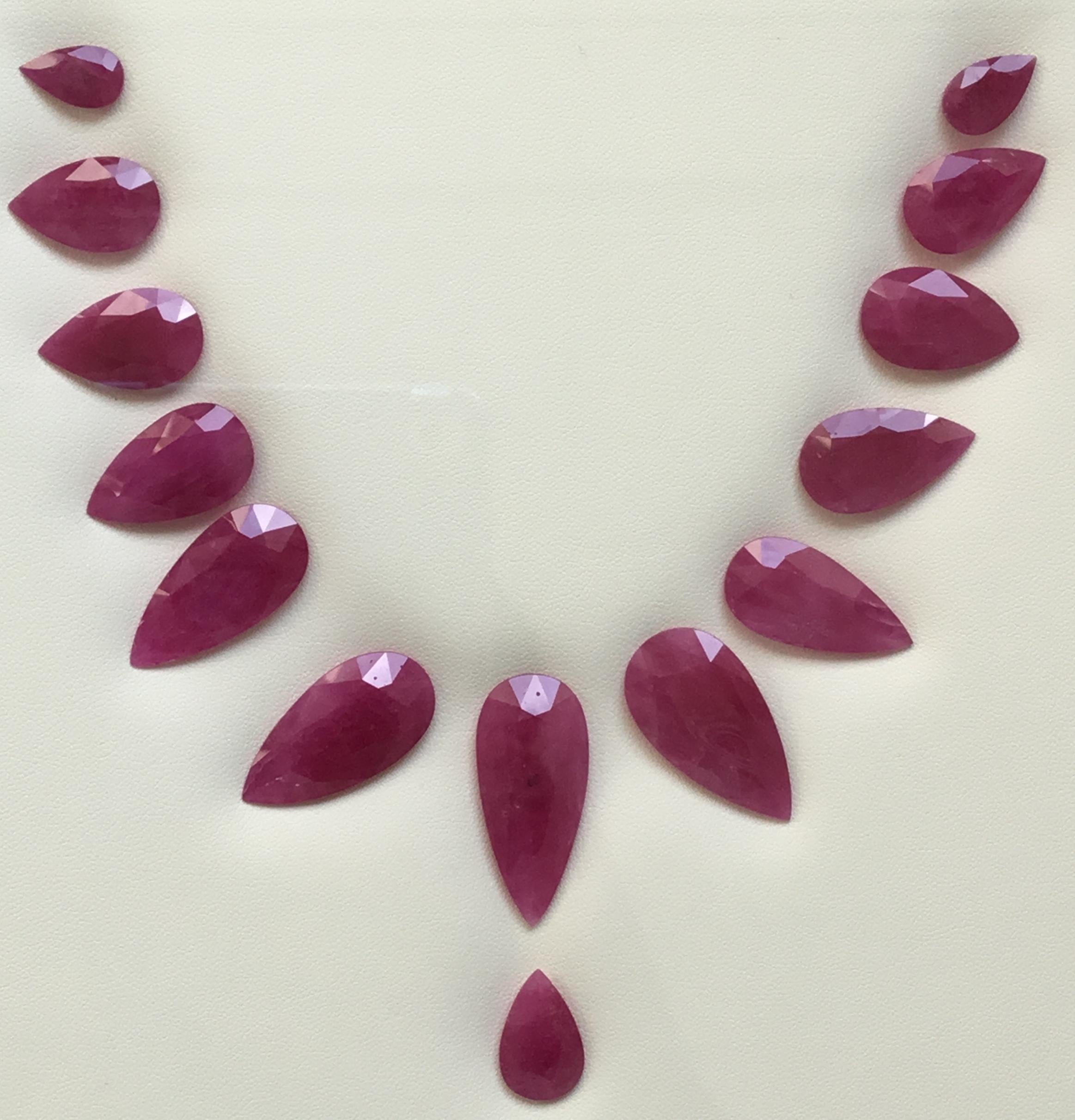 Pear Cut 173.59 Carats Ruby Mozambique Pear Faceted Cut stone Layout Heated Natural Gem For Sale