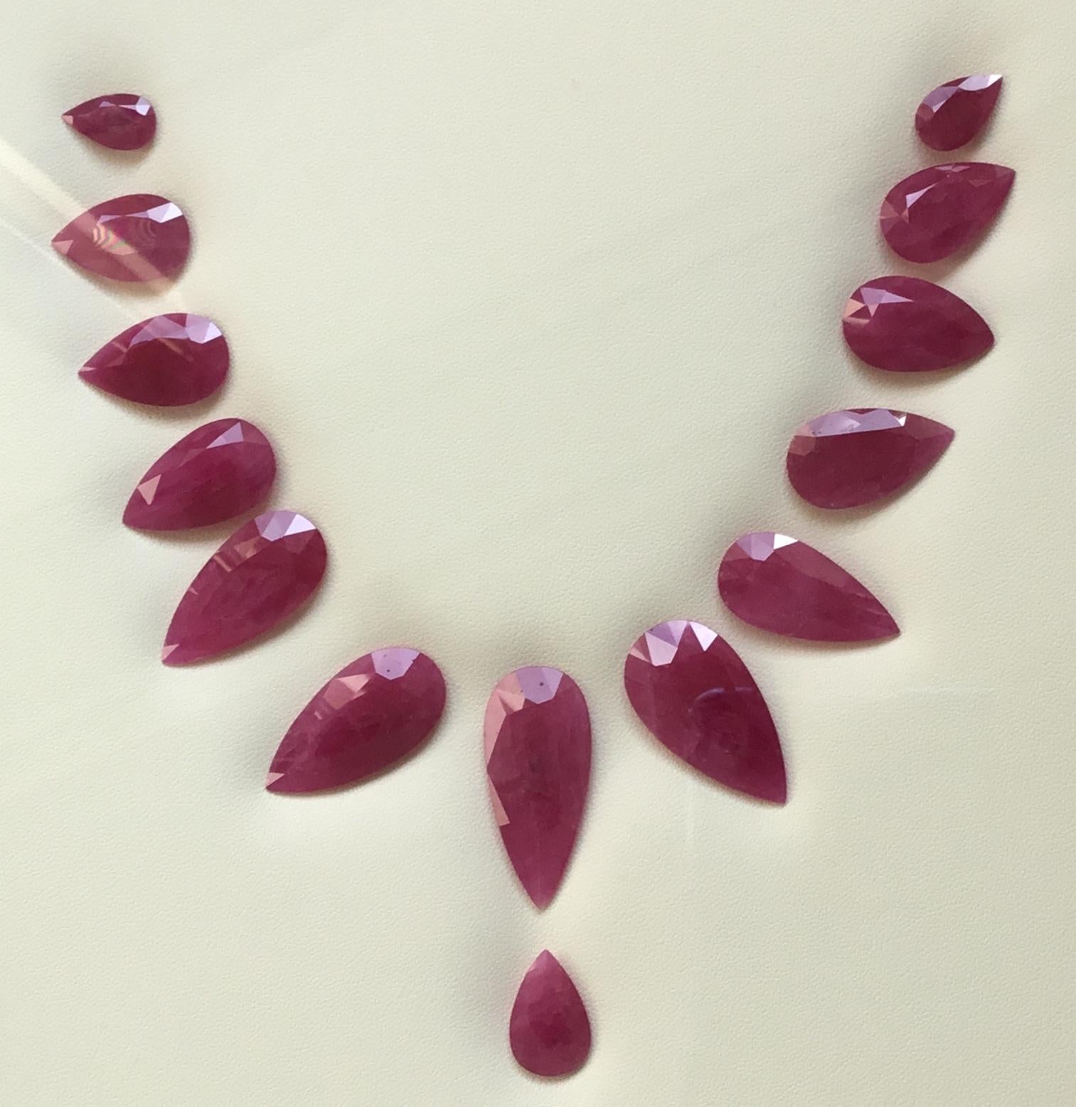 173.59 Carats Ruby Mozambique Pear Faceted Cut stone Layout Heated Natural Gem In New Condition For Sale In Jaipur, RJ
