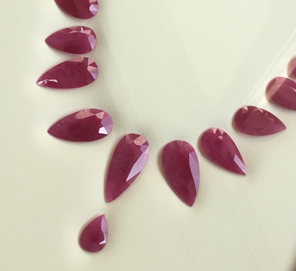 Women's or Men's 173.59 Carats Ruby Mozambique Pear Faceted Cut stone Layout Heated Natural Gem For Sale