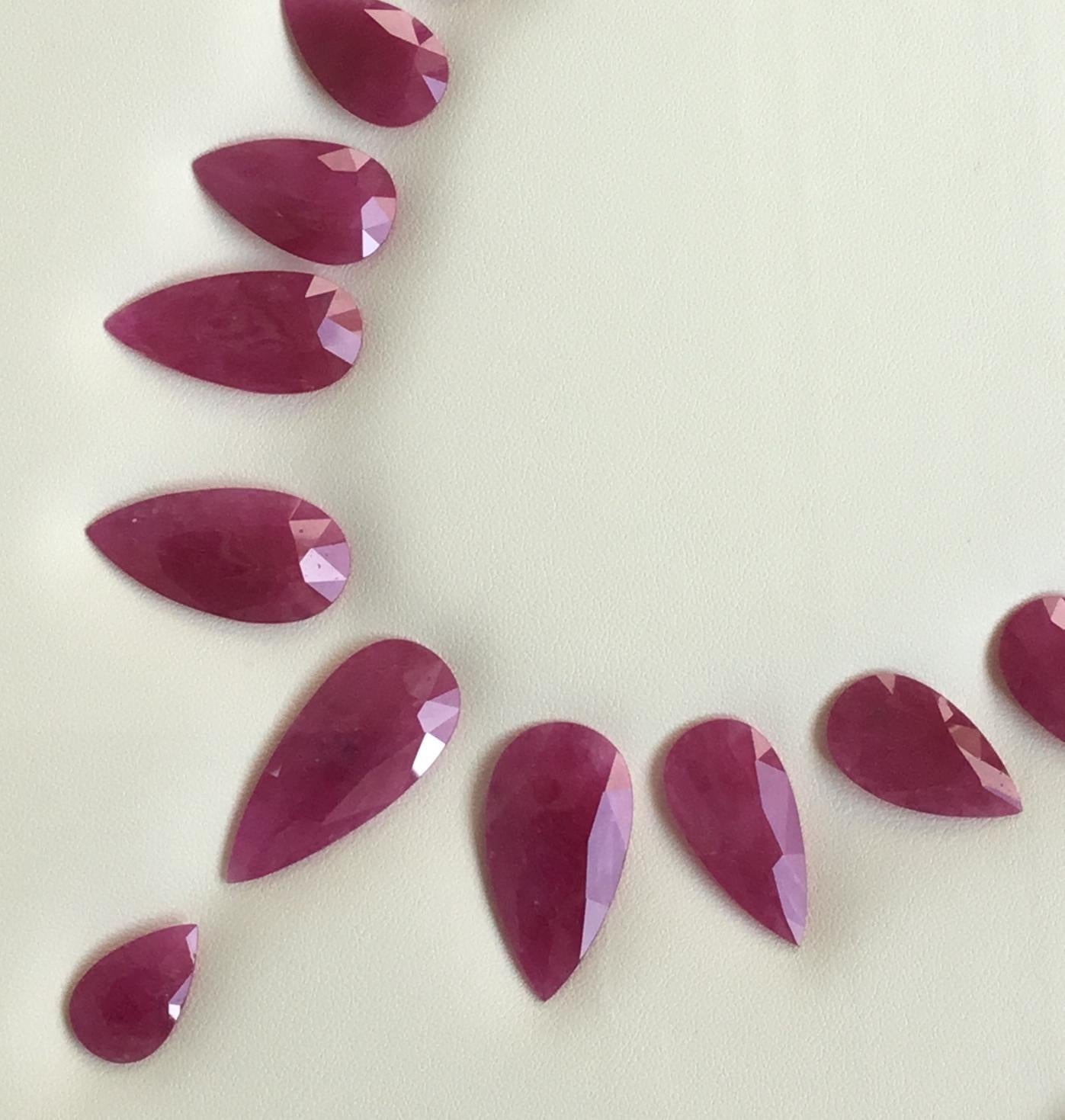 173.59 Carats Ruby Mozambique Pear Faceted Cut stone Layout Heated Natural Gem For Sale 2