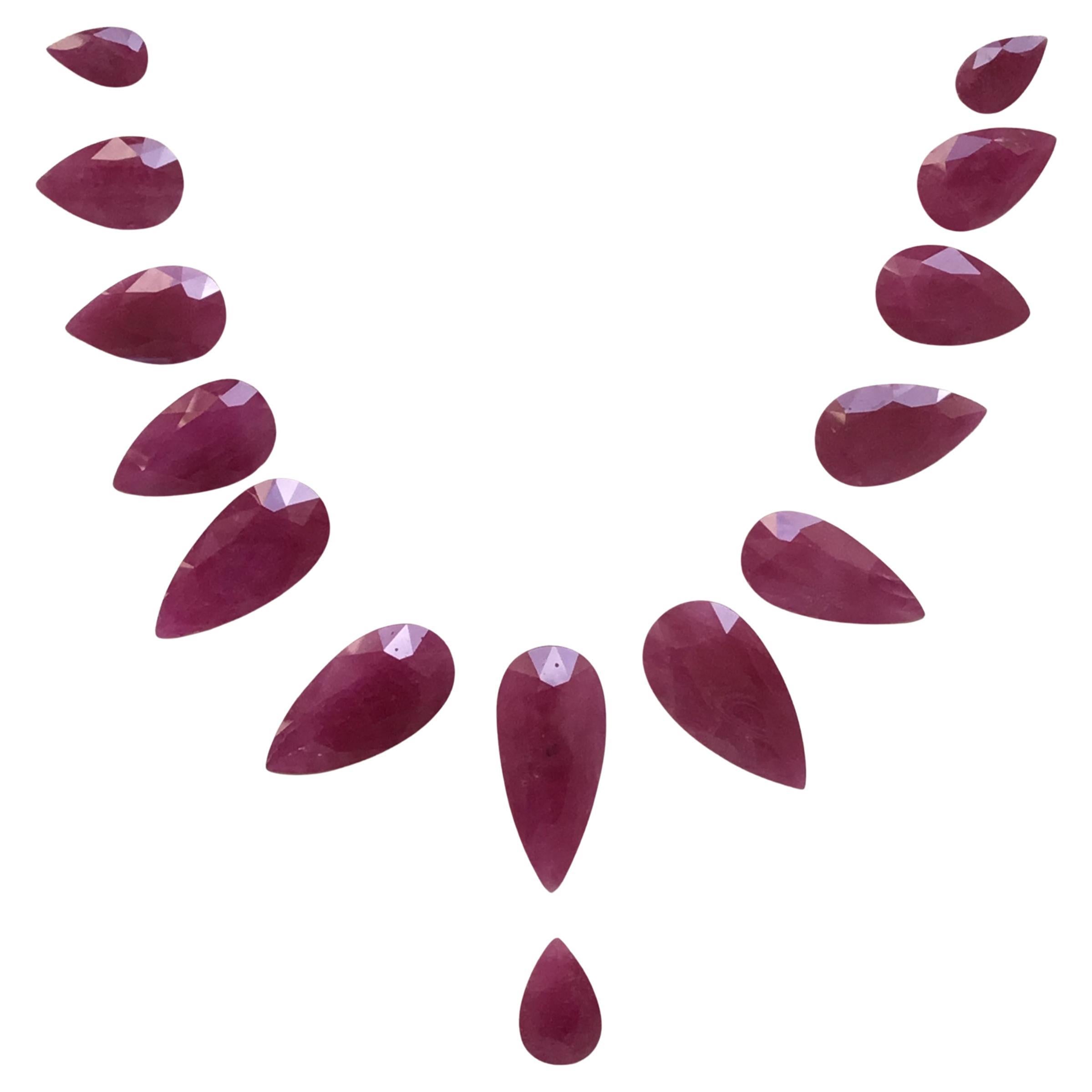 173.59 Carats Ruby Mozambique Pear Faceted Cut stone Layout Heated Natural Gem