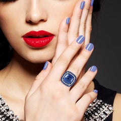 17.36 Carat Blue Sapphire Diamond Cocktail Ring