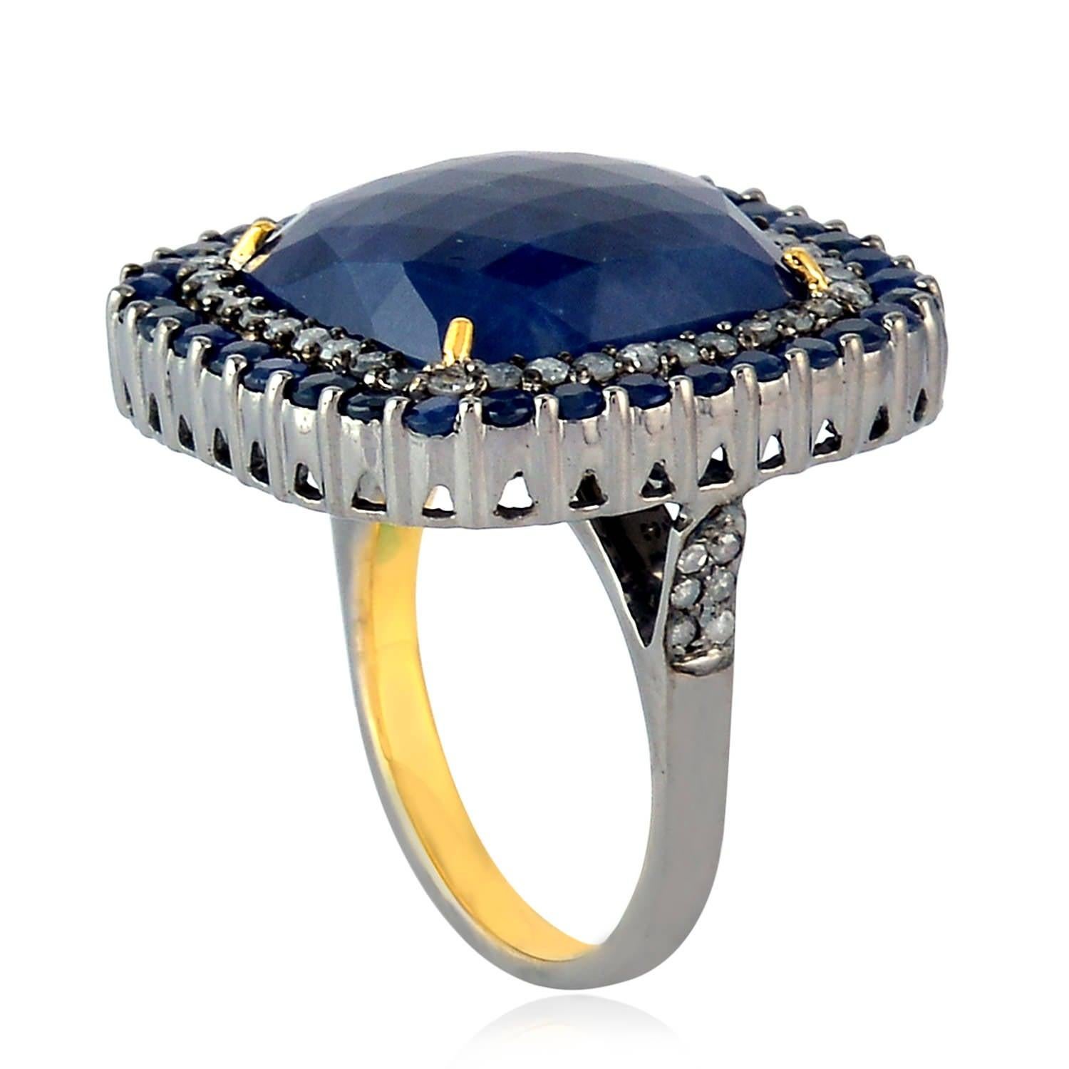 For Sale:  17.36 Carat Blue Sapphire Diamond Cocktail Ring 4