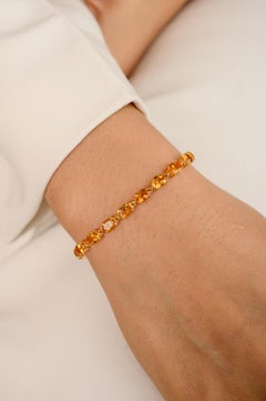 Bracelet tennis artisanal en or jaune 18 carats avec citrine naturelle de 17,36 carats