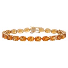 Bracelet tennis artisanal en or jaune 18 carats avec citrine naturelle de 17,36 carats