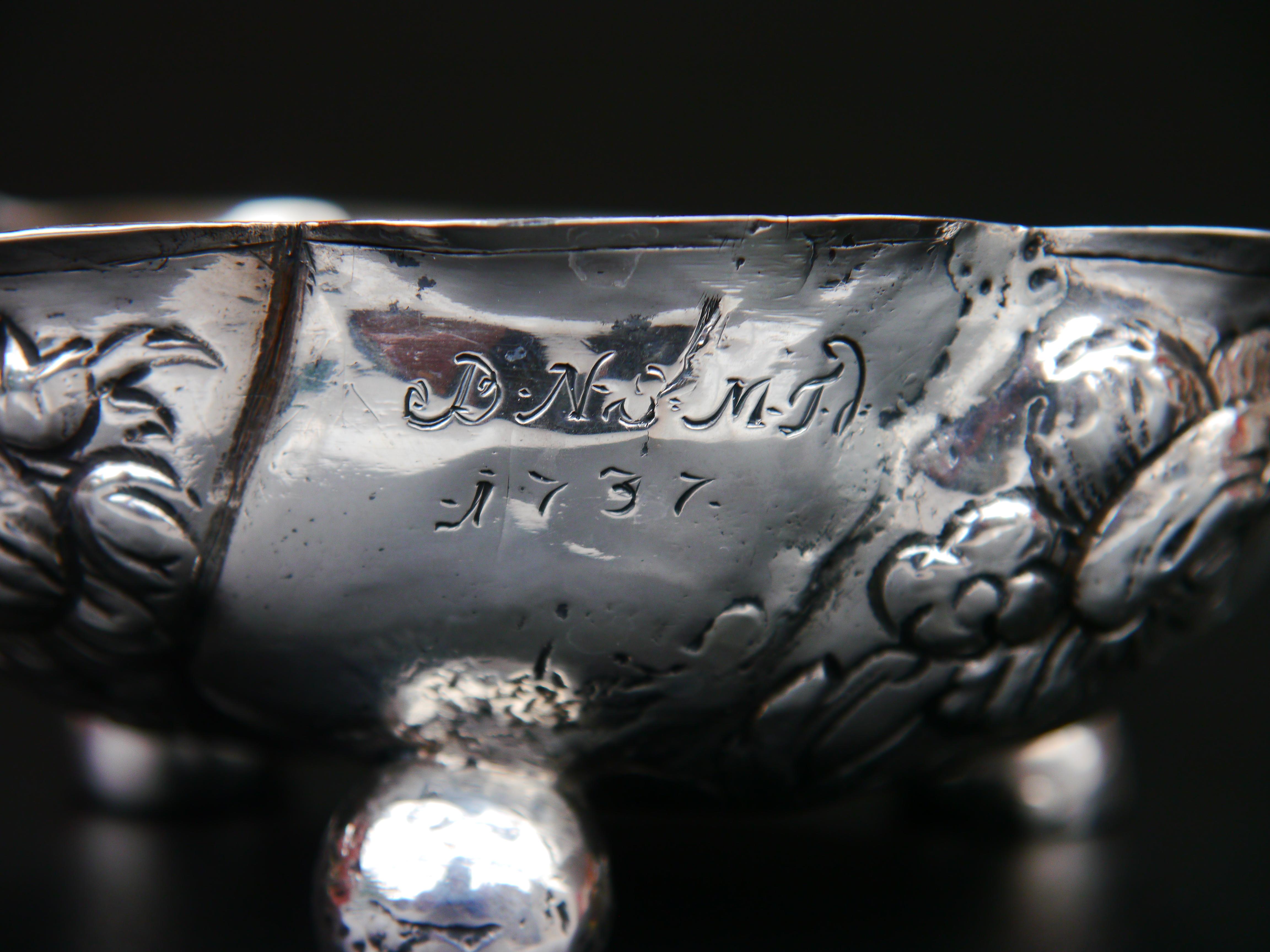 1737 Danish Floral Bowl solid Silver / 135 gr For Sale 6