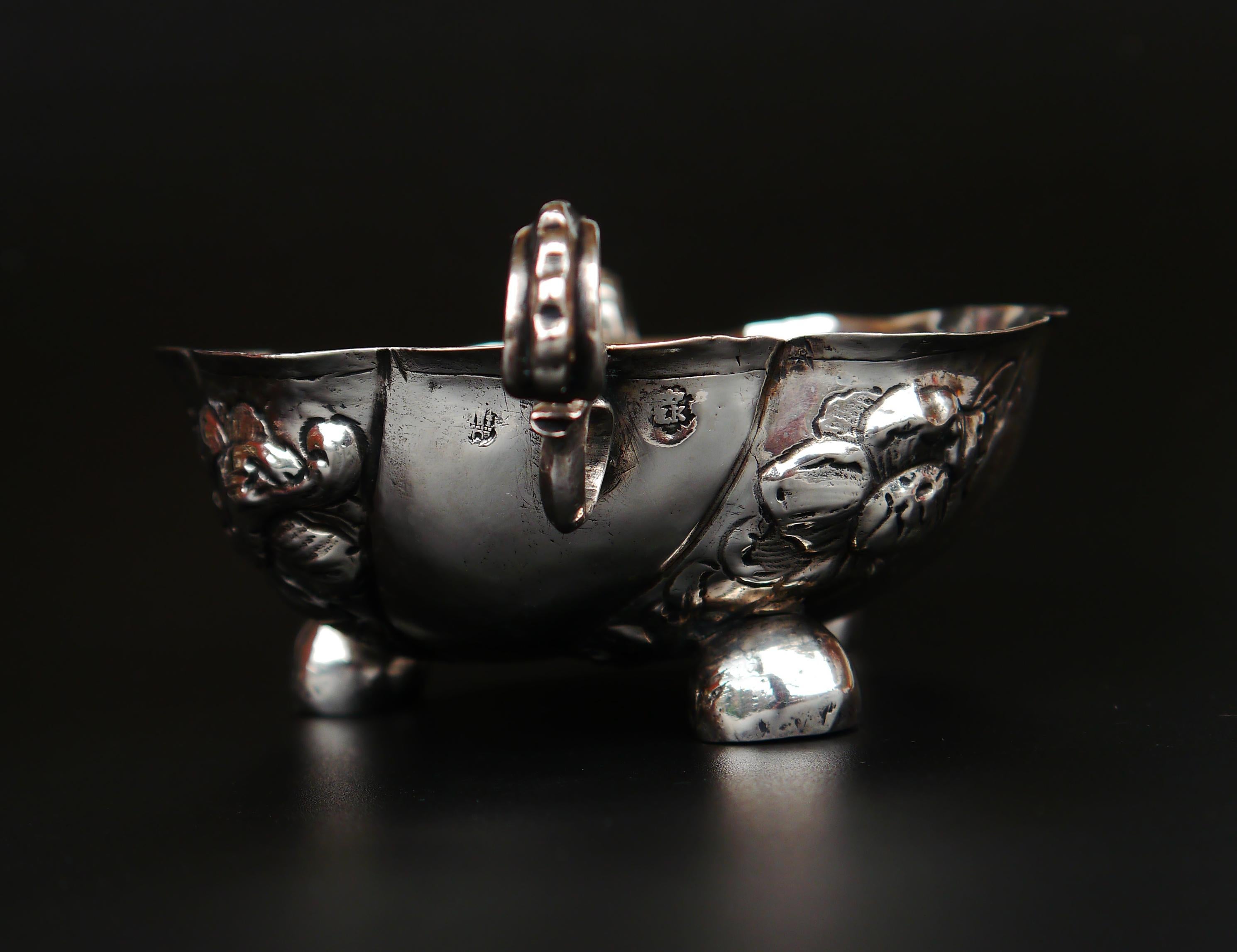 Baroque 1737 Danish Floral Bowl solid Silver / 135 gr For Sale