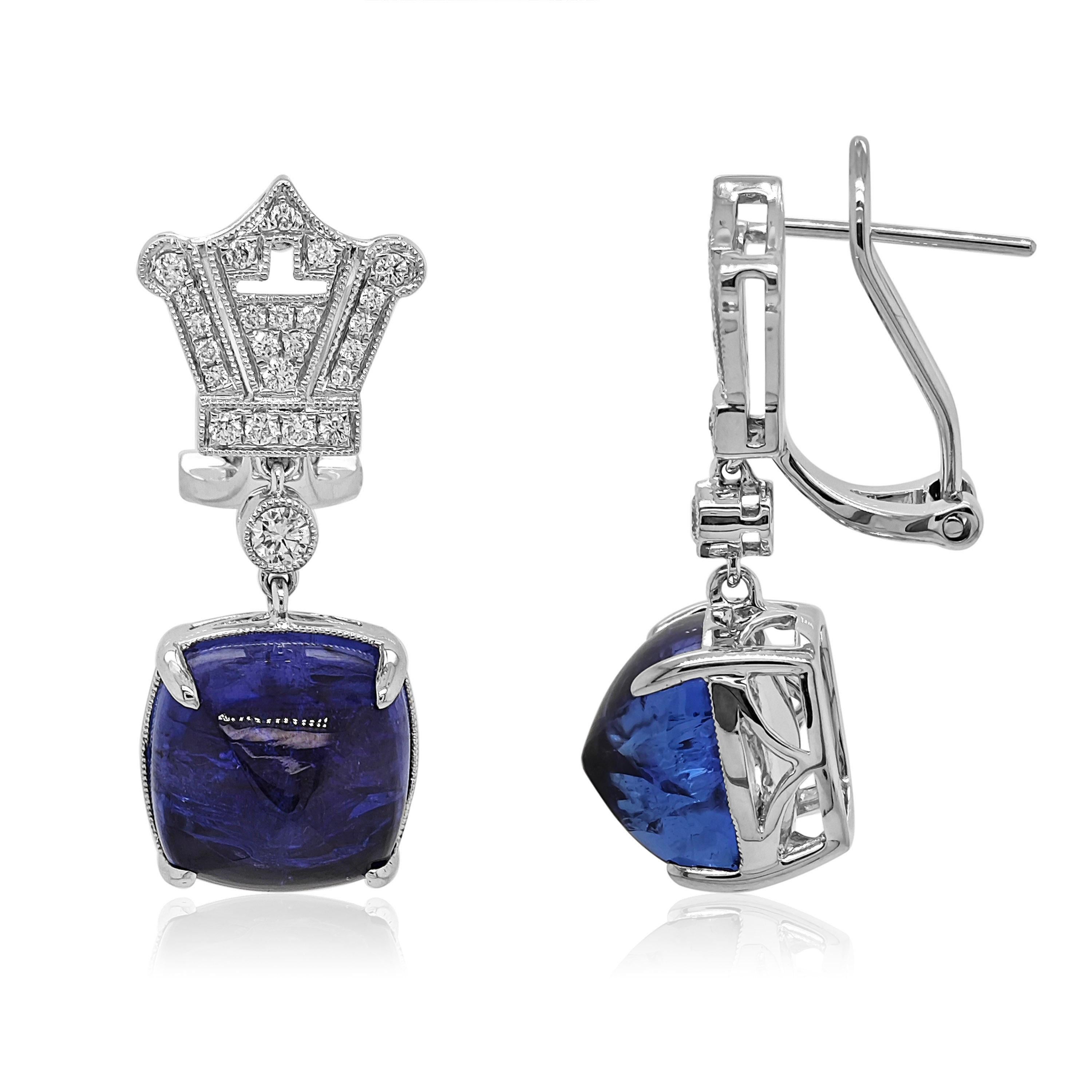 Orecchini in oro bianco con tanzanite e diamanti bianchi da 17.38 carati In condizioni Nuovo in vendita a New York, NY