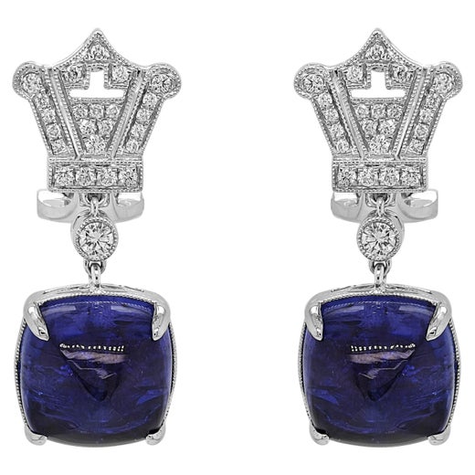 Sapphire Earrings With 0.12Ct Diamonds In 9ct White Gold main image 0