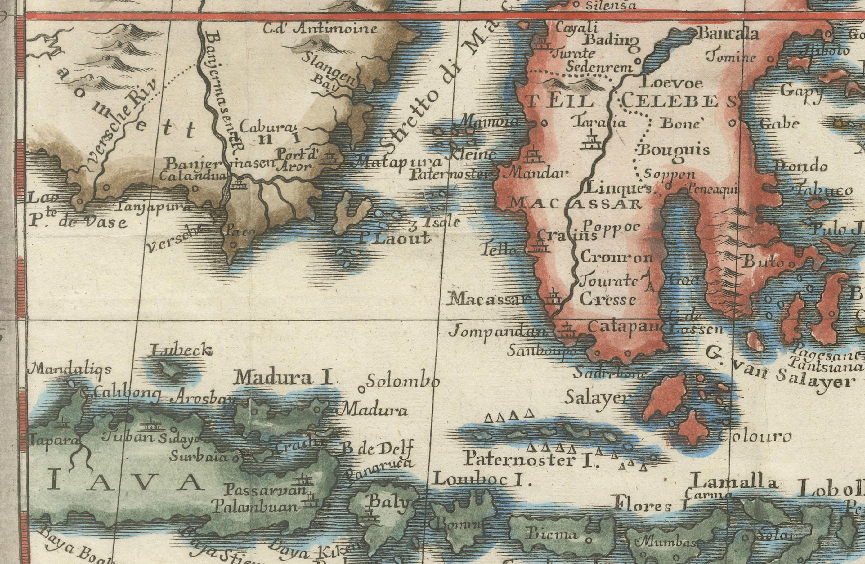 Mappa delle Filippine e dell'Indonesia orientale del 1738: Isole delle Spezie di Tirion In condizioni buone in vendita a Langweer, NL