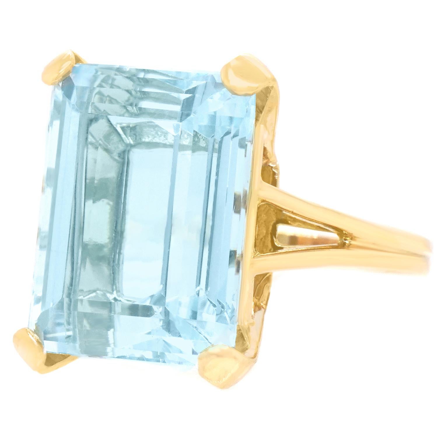 Retro 17.38 Carat Aquamarine Ring by Lawrence Jeffrey in Gold