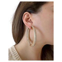 17.38cts Inside Out Oval Pave Diamond Hoop Earrings in 18k Yellow Gold
