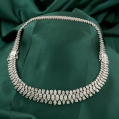 17.39 Carat SI/H Pear Marquise Diamond Choker Necklace 18 Karat White Gold